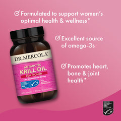 Dr. Mercola Krill Oil for Women MSC sustainability badge signaling responsible sourcing.