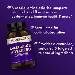 Dr. Mercola L-Arginine Advanced capsule closeup highlighting slow-release technology