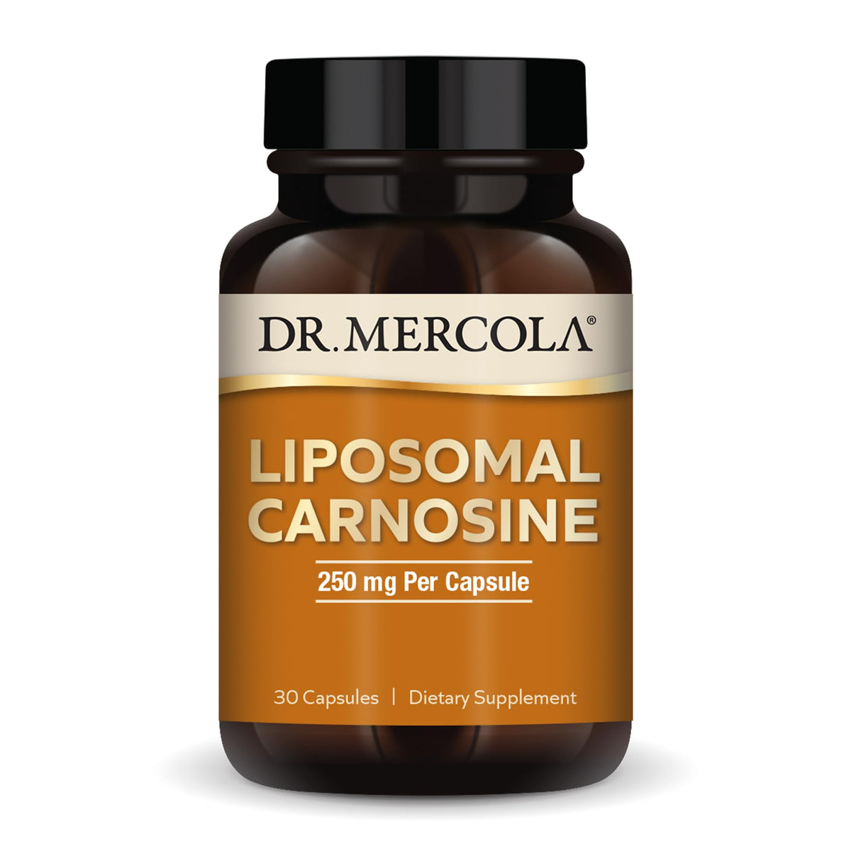 Dr. Mercola Liposomal Carnosine bottle with 30 capsules for daily use