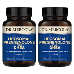 Dr. Mercola Liposomal Pregnenolone Plus DHEA bottle front view for balanced wellness support.