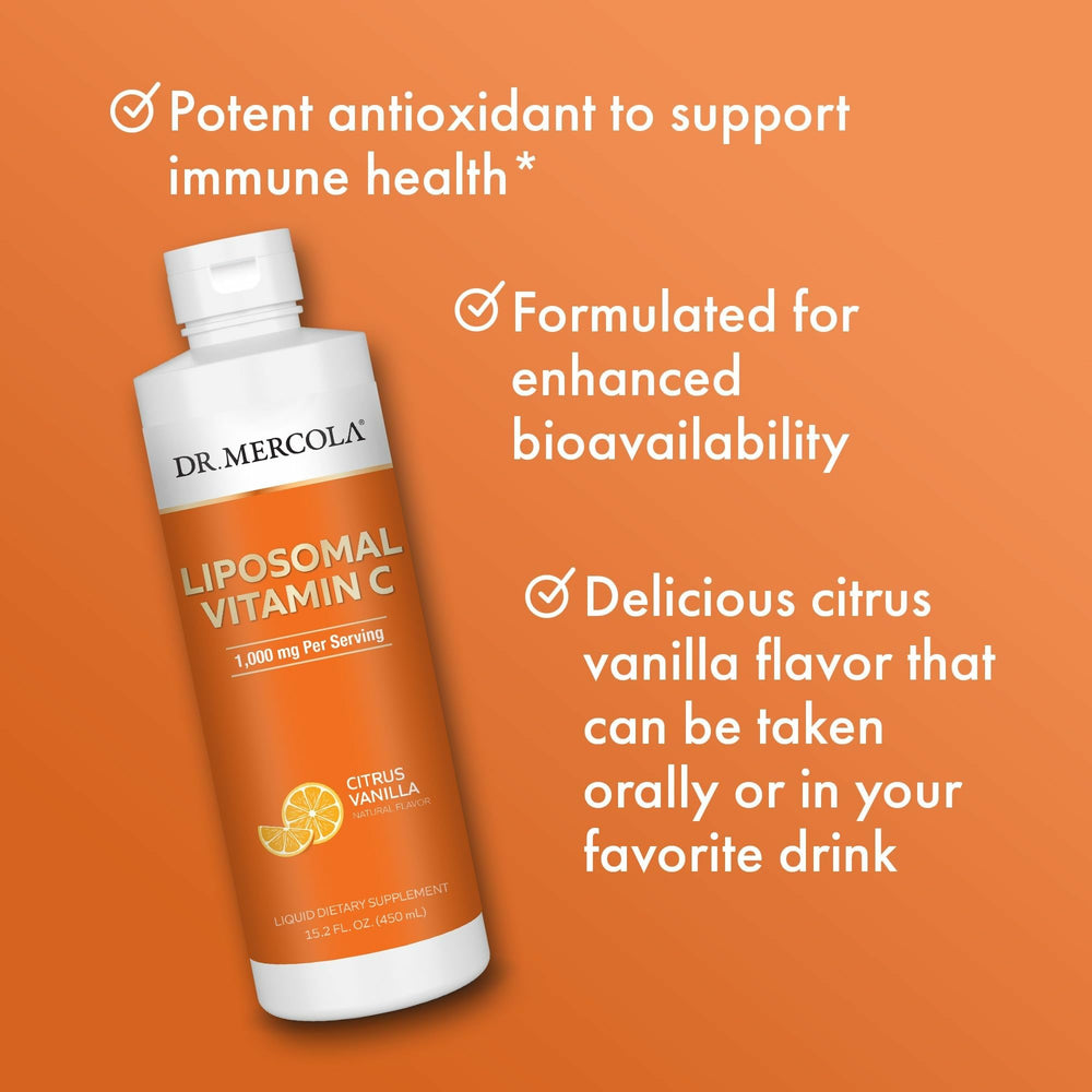 Dr. Mercola Citrus Vanilla flavor bottle with bright imagery.