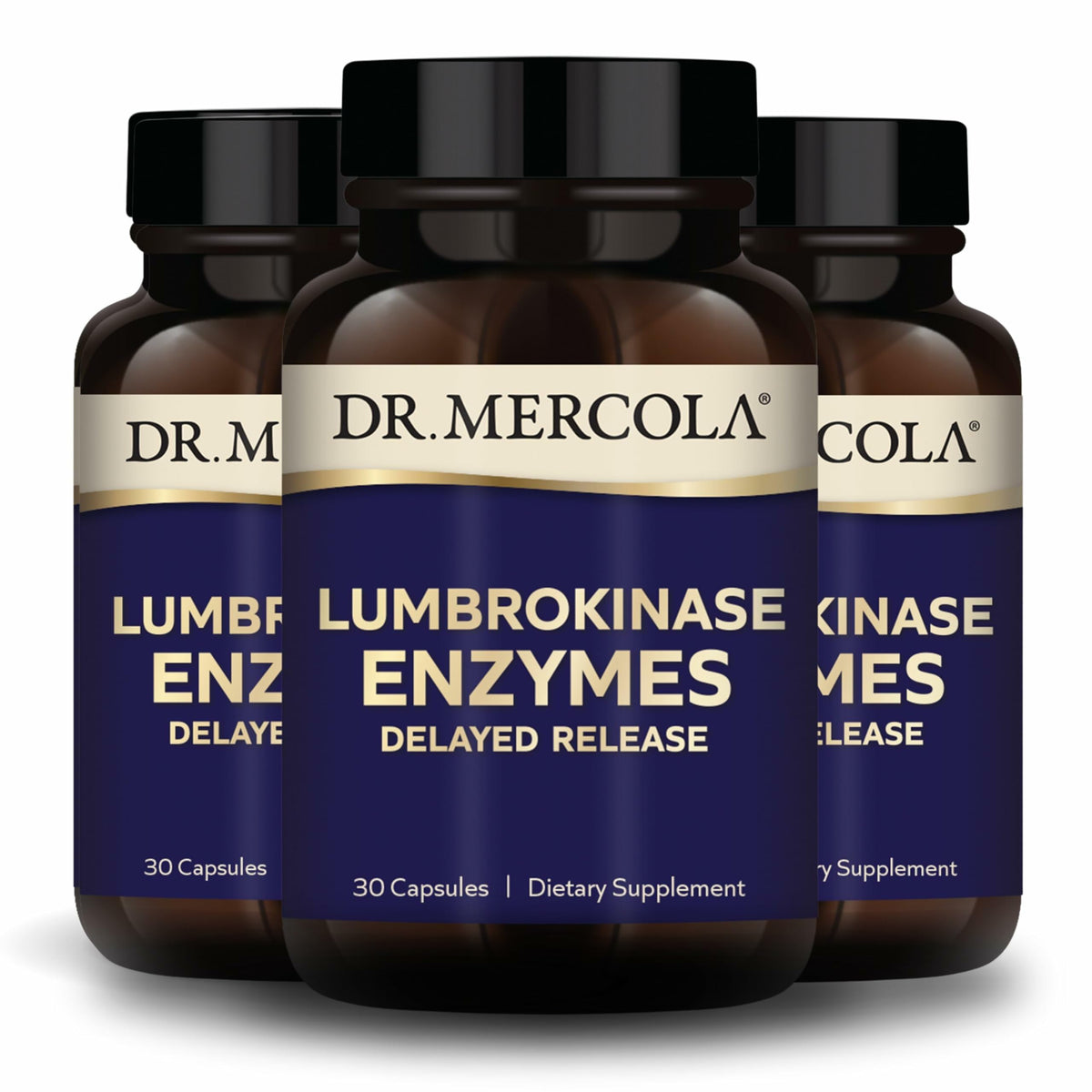 Dr. Mercola Lumbrokinase Enzymes bottle front for daily cardiovascular support