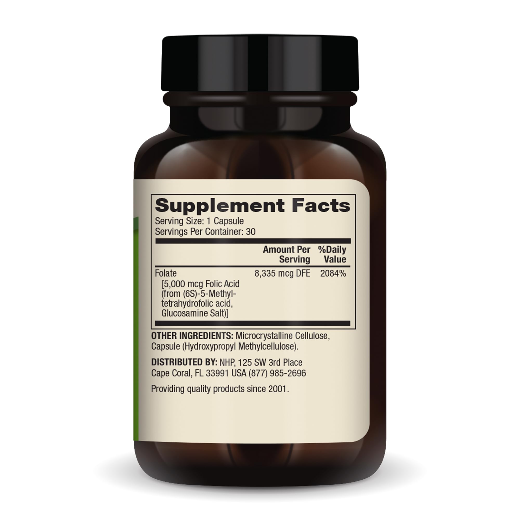 Dr. Mercola Methyl Folate bottle pouring capsules for convenient daily use.