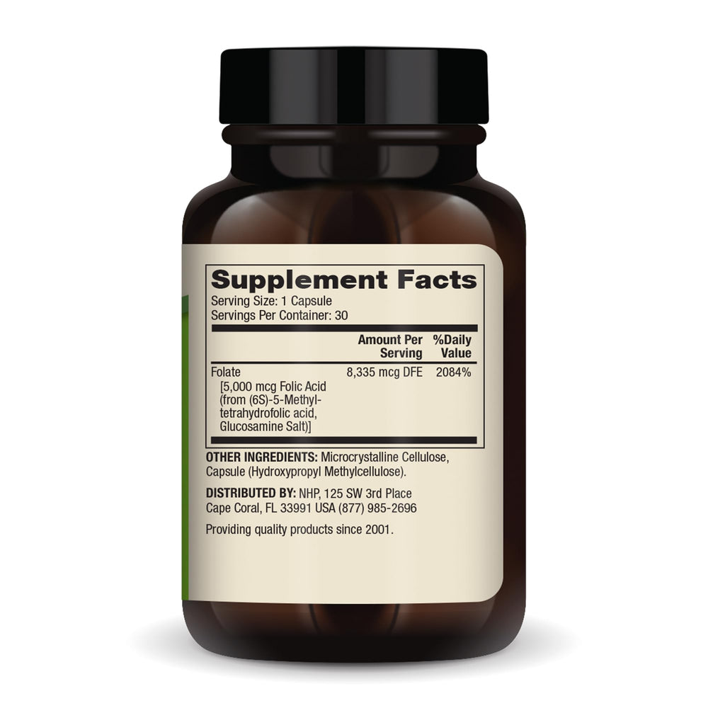 Dr. Mercola Methyl Folate bottle pouring capsules for convenient daily use.