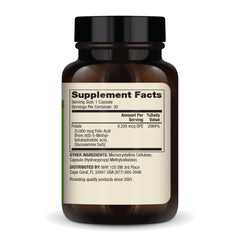 Dr. Mercola Methyl Folate bottle pouring capsules for convenient daily use.
