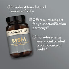 Dr. Mercola MSM Sulphur Complex dosage scoop, easy to add to routine.