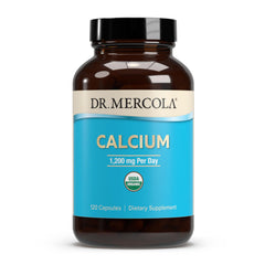 Dr. Mercola Organic Calcium bottle front with product branding and label details