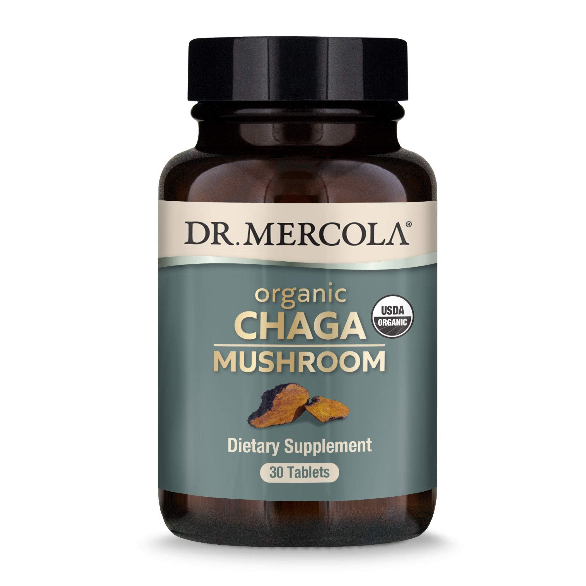 Dr. Mercola Organic Chaga bottle front for daily use