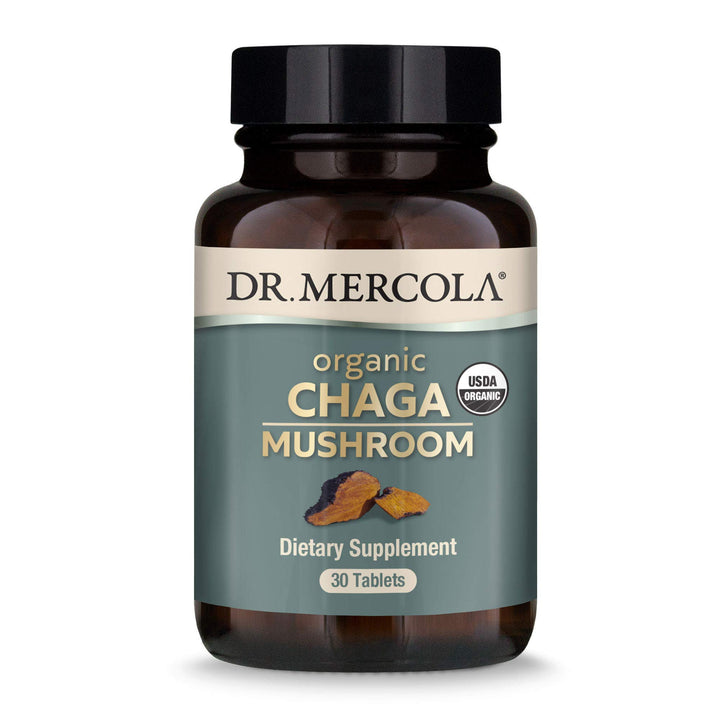 Dr. Mercola Organic Chaga bottle front for daily use