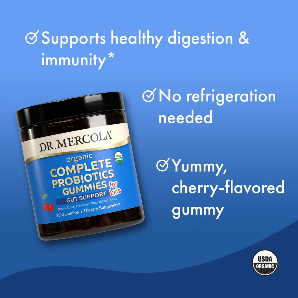 Gummies texture and natural cherry flavor from Dr. Mercola probiotics.