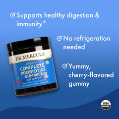 Gummies texture and natural cherry flavor from Dr. Mercola probiotics.