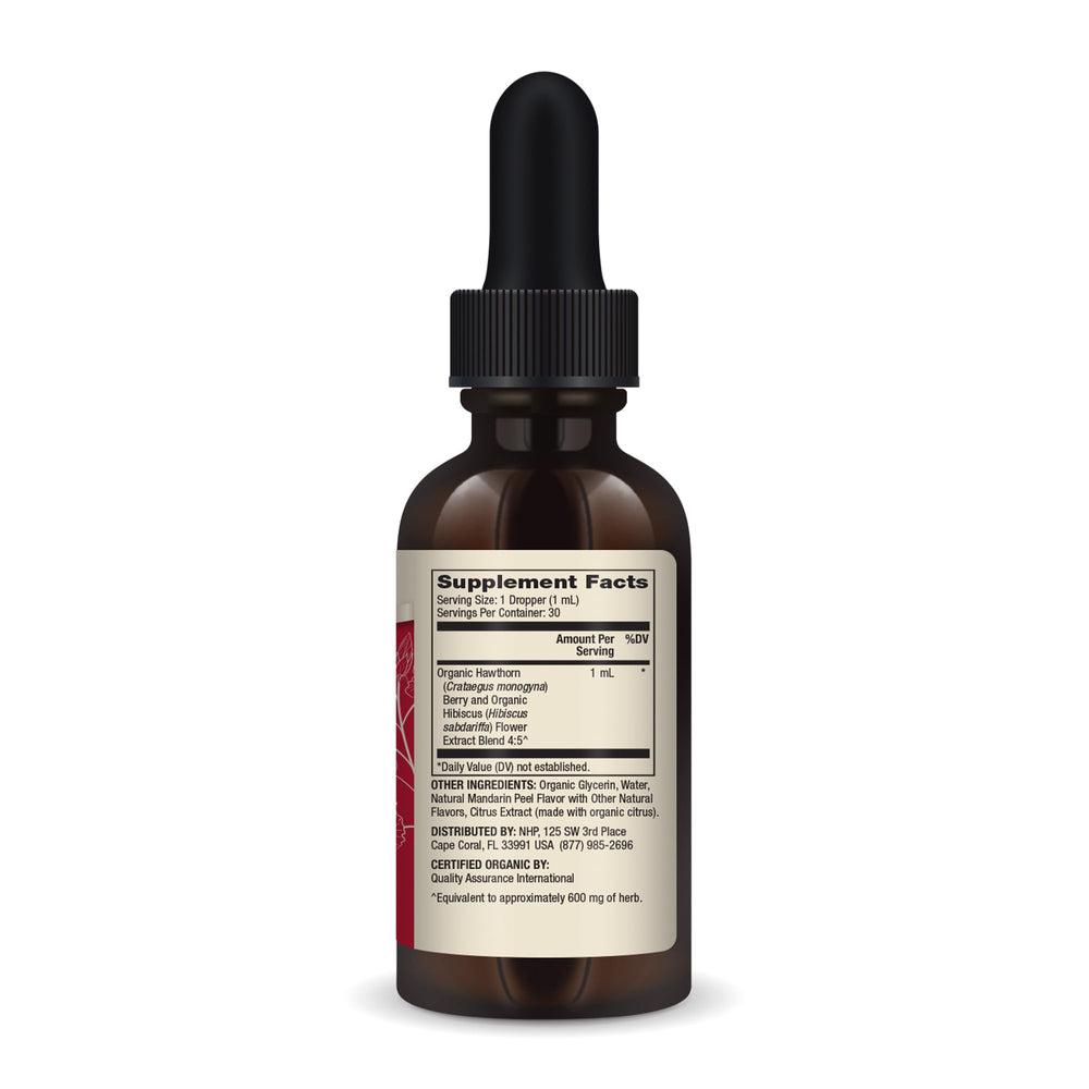 Dropper dispensing precise 1 mL serving of Dr. Mercola hawthorn hibiscus drops.