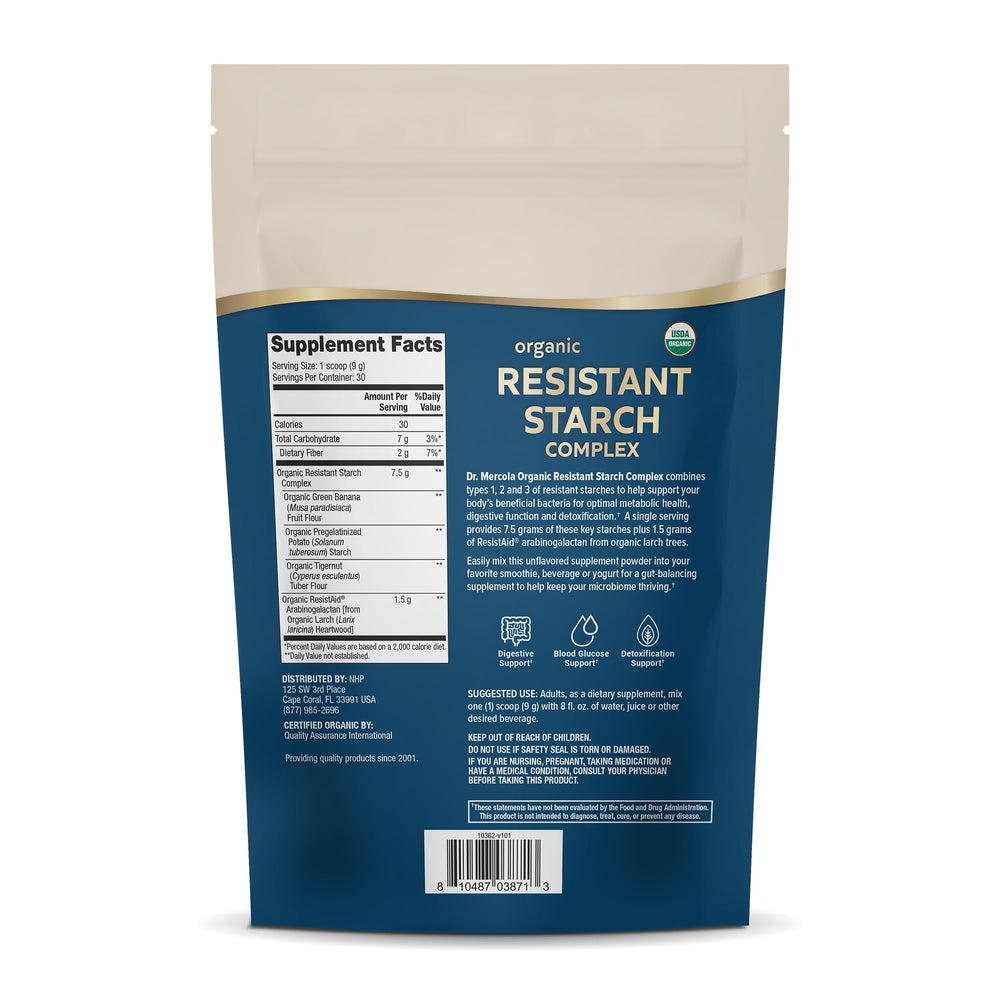Dr. Mercola Organic Resistant Starch Powder Scoop ready to mix into shakes.