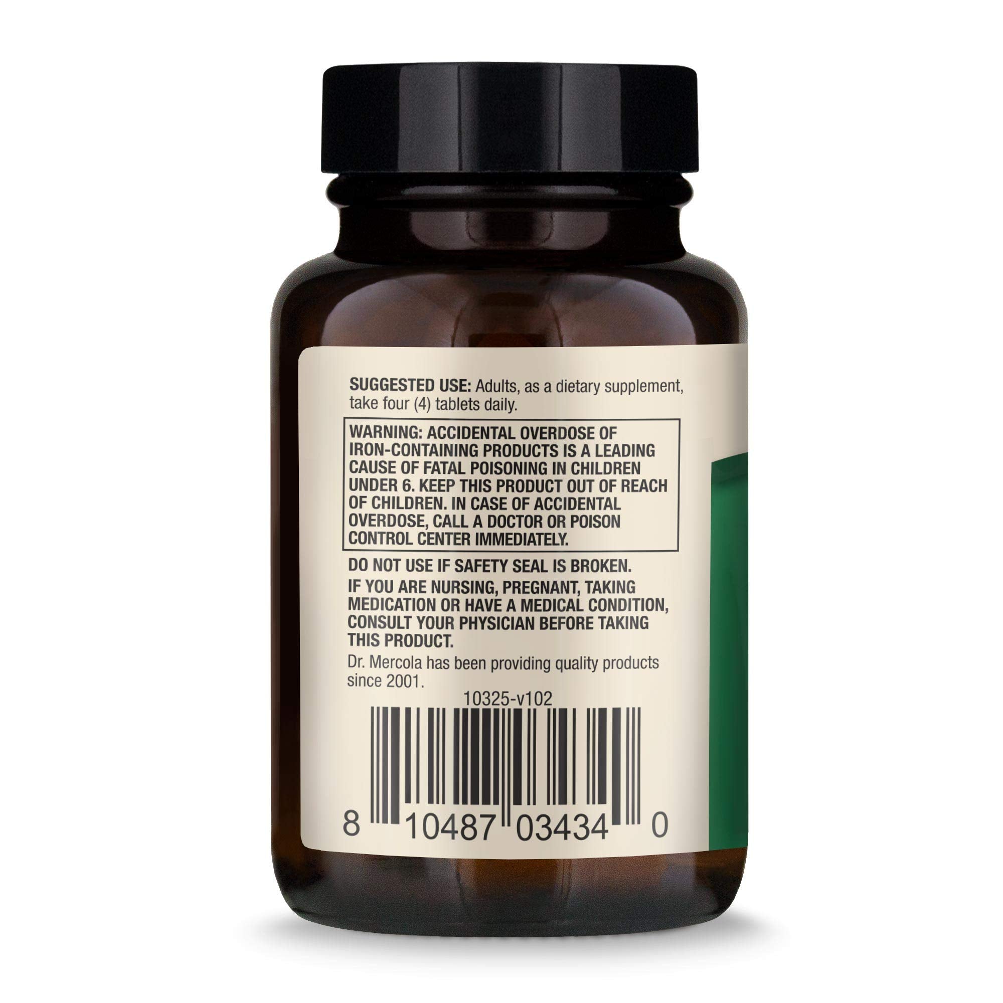 Dr. Mercola Organic Spirulina label focusing on USDA Organic certification and whole-food nutrients