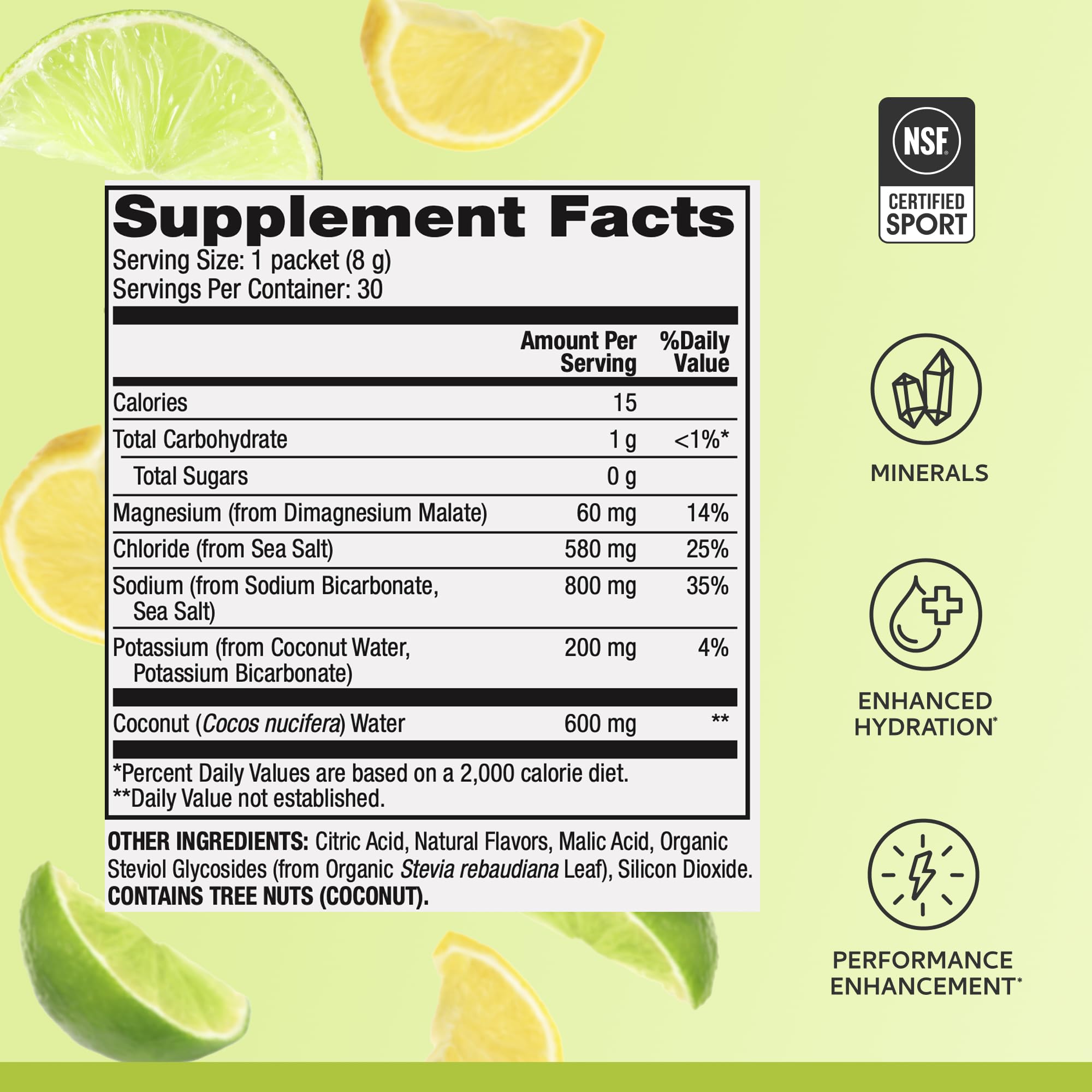 Close-up of ingredients like magnesium and potassium from natural sources.