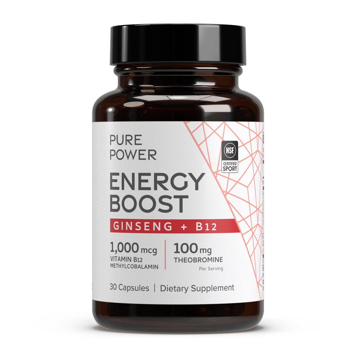 Dr. Mercola Pure Power Energy Boost bottle front view for steady daytime energy.
