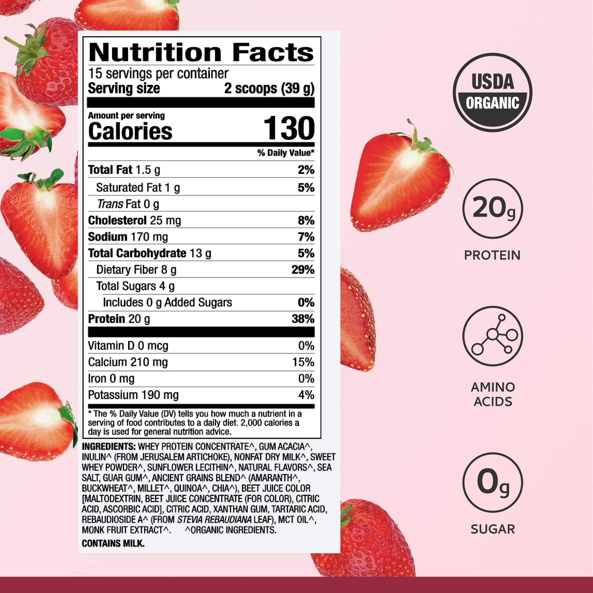Dr. Mercola Pure Power Organic Whey measuring scoop included for precise serving sizes.
