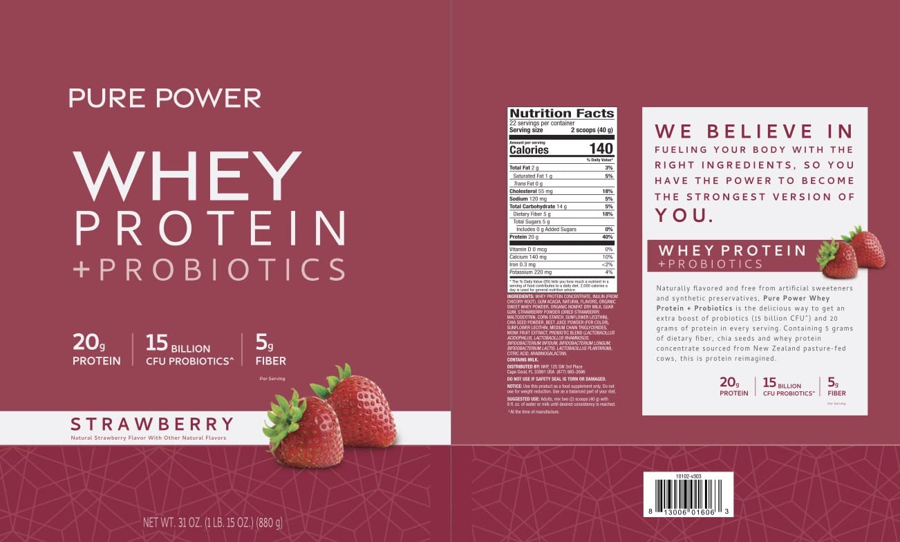 Dr. Mercola Pure Power Whey vanilla shake highlighting MCTs and fiber