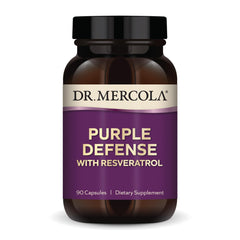 Dr. Mercola Purple Defense bottle front for daily antioxidant support.
