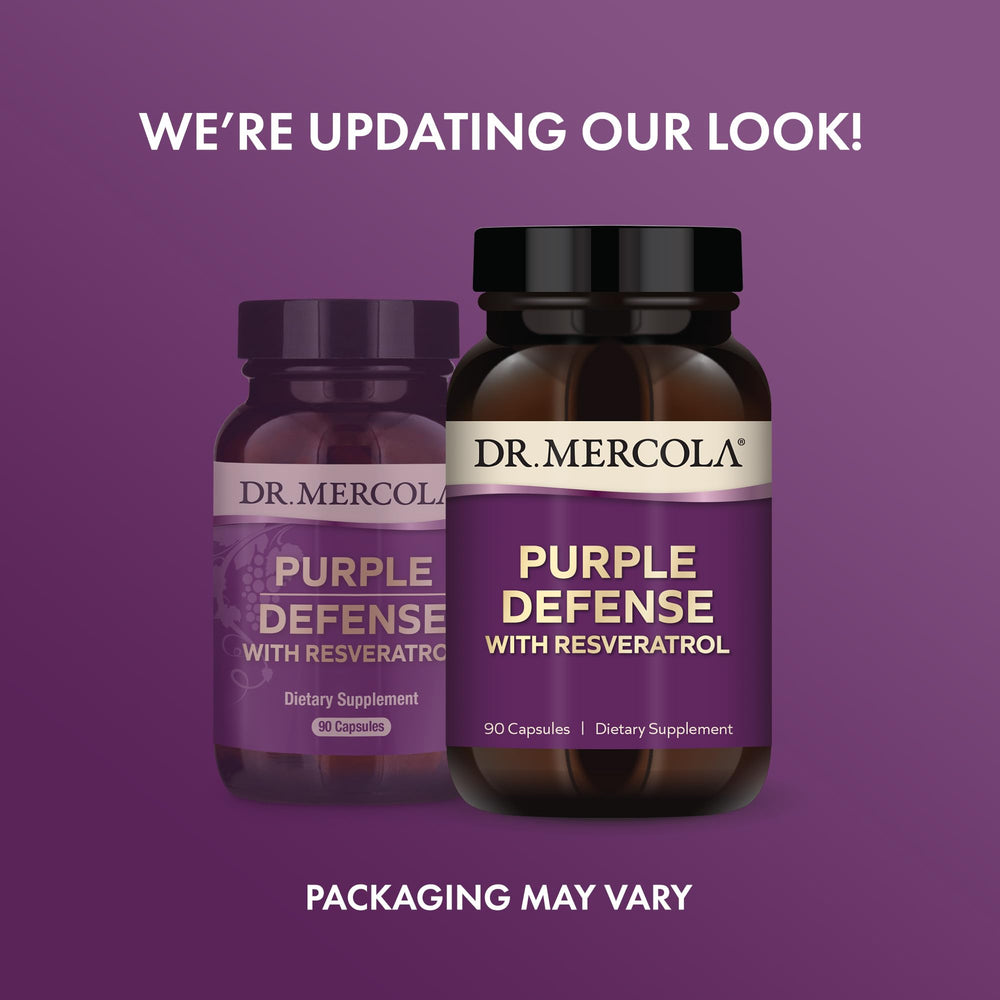 Dr. Mercola Purple Defense label detail with resveratrol content for consistency.