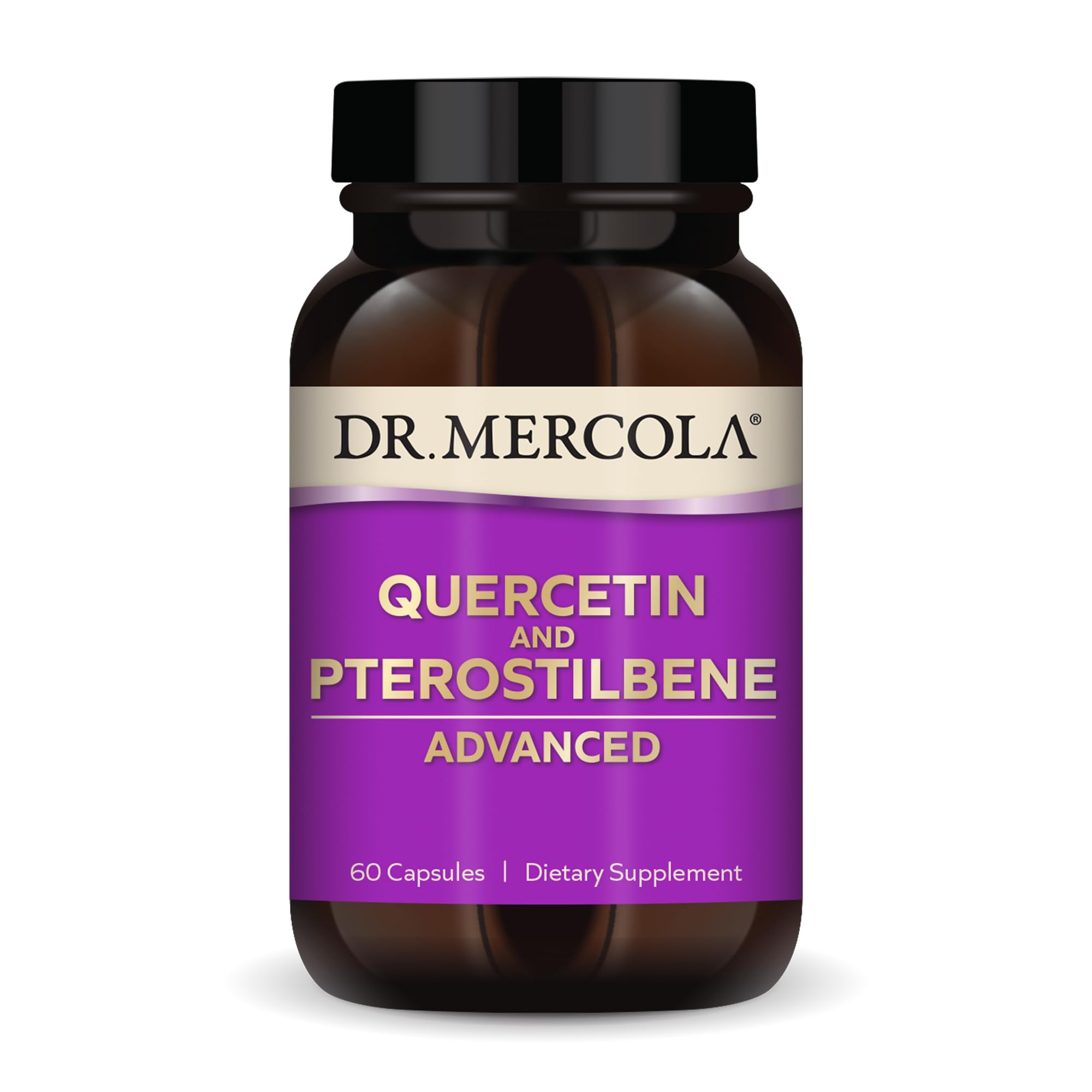 Dr. Mercola Quercetin and Pterostilbene Advanced bottle front for daily immune support