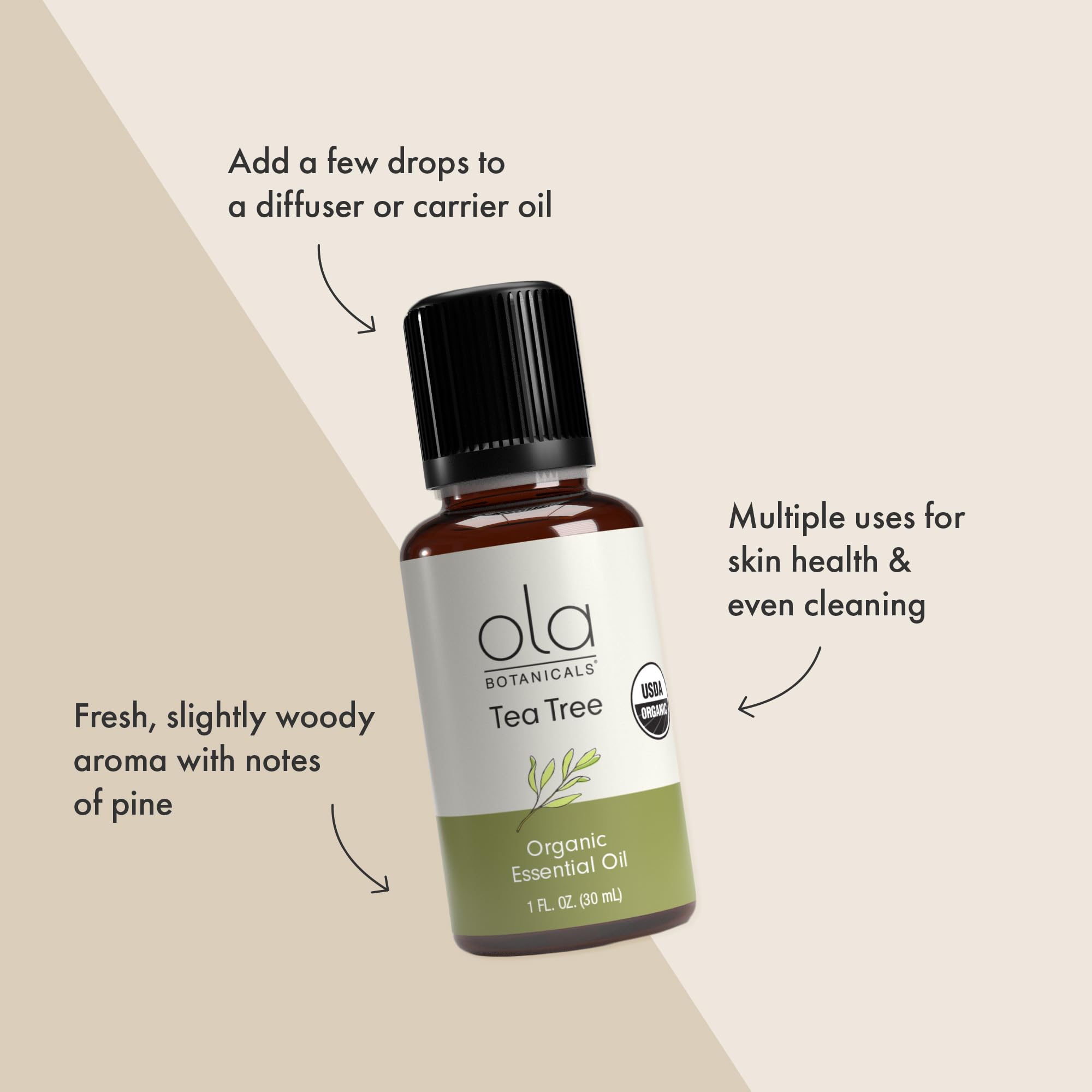Dr. Mercola tea tree oil in a diffuser scene for a refreshing scent.