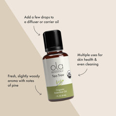 Dr. Mercola tea tree oil in a diffuser scene for a refreshing scent.
