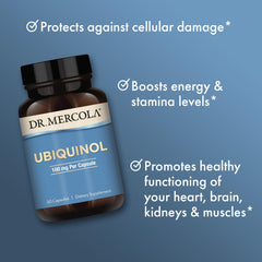 Dr. Mercola Ubiquinol: proceso de fermentación avanzada para mejor absorción.