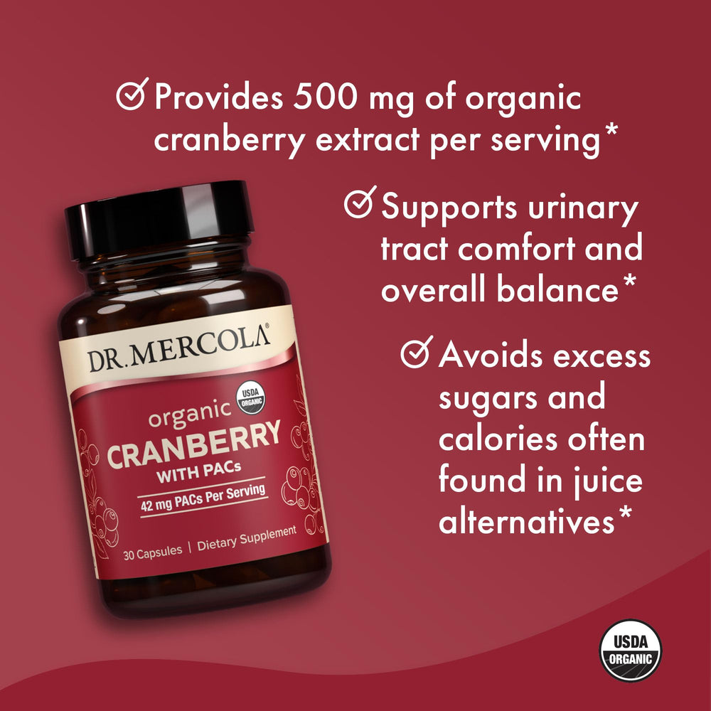 Dr. Mercola packaging features USDA Organic seal for quality assurance.
