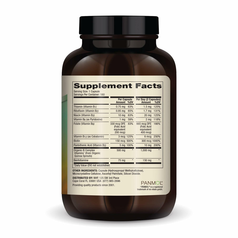 Close-up of Dr. Mercola Vitamin B Complex capsules for brain and energy support.