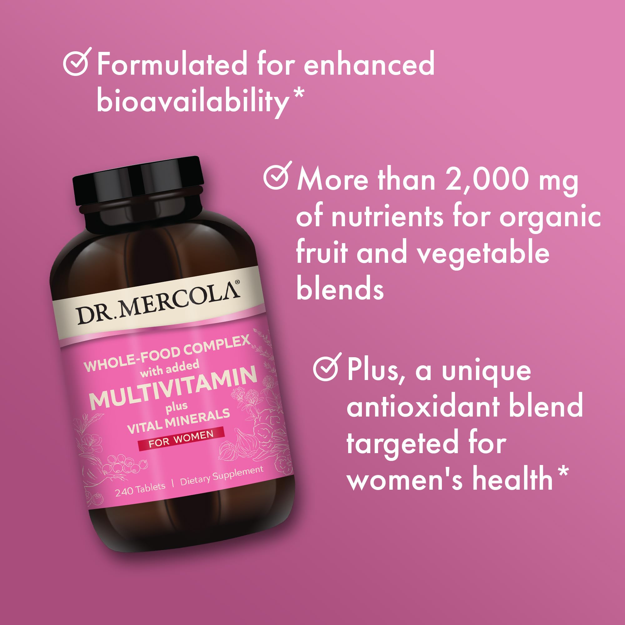 Dr. Mercola Whole-Food Complex for Women folate 5-MTHF and choline blend.
