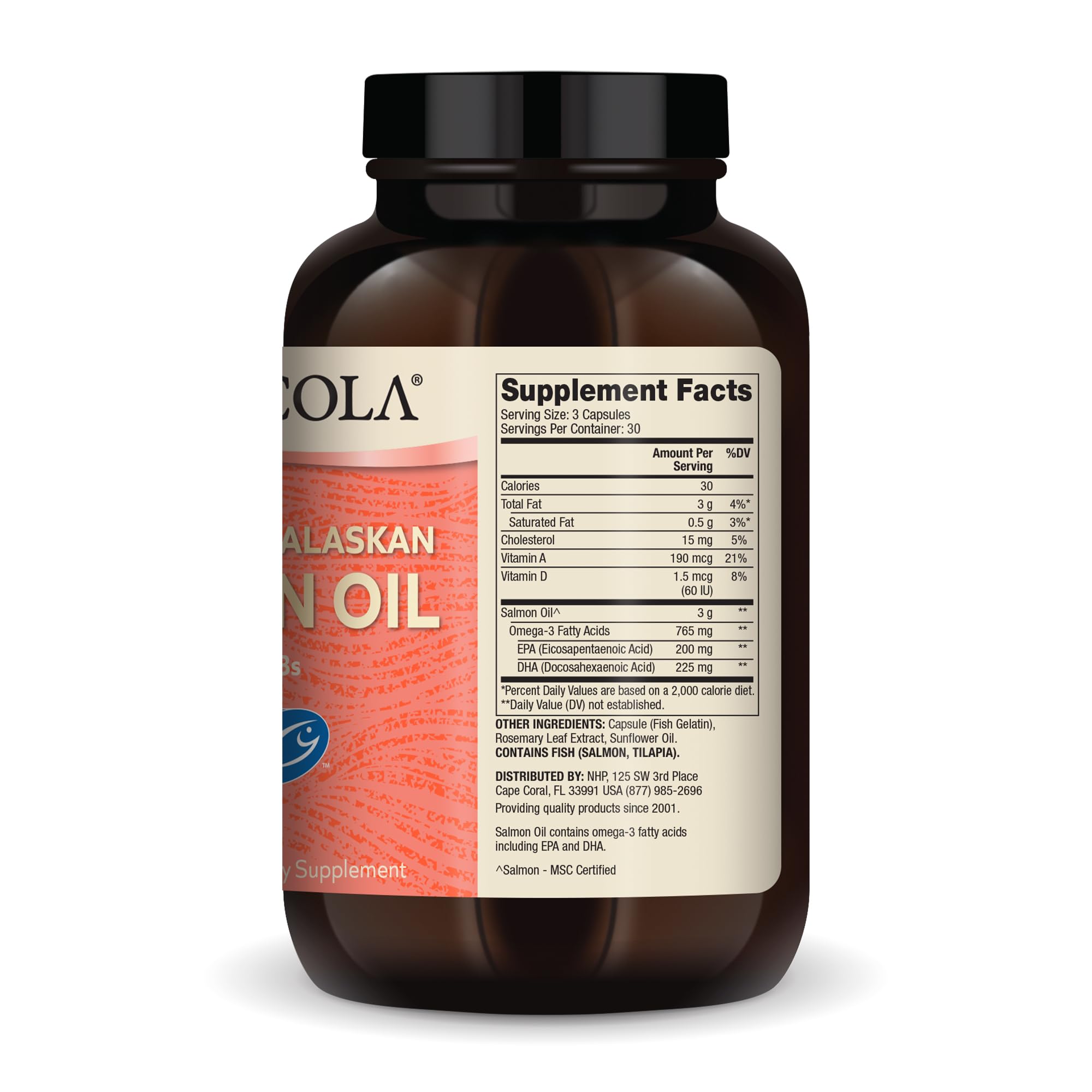 Dr. Mercola Salmon Oil capsules close-up showing leak-proof design for freshness.