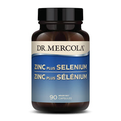 Dr. Mercola Zinc Plus Selenium bottle promoting immune and daily wellness.