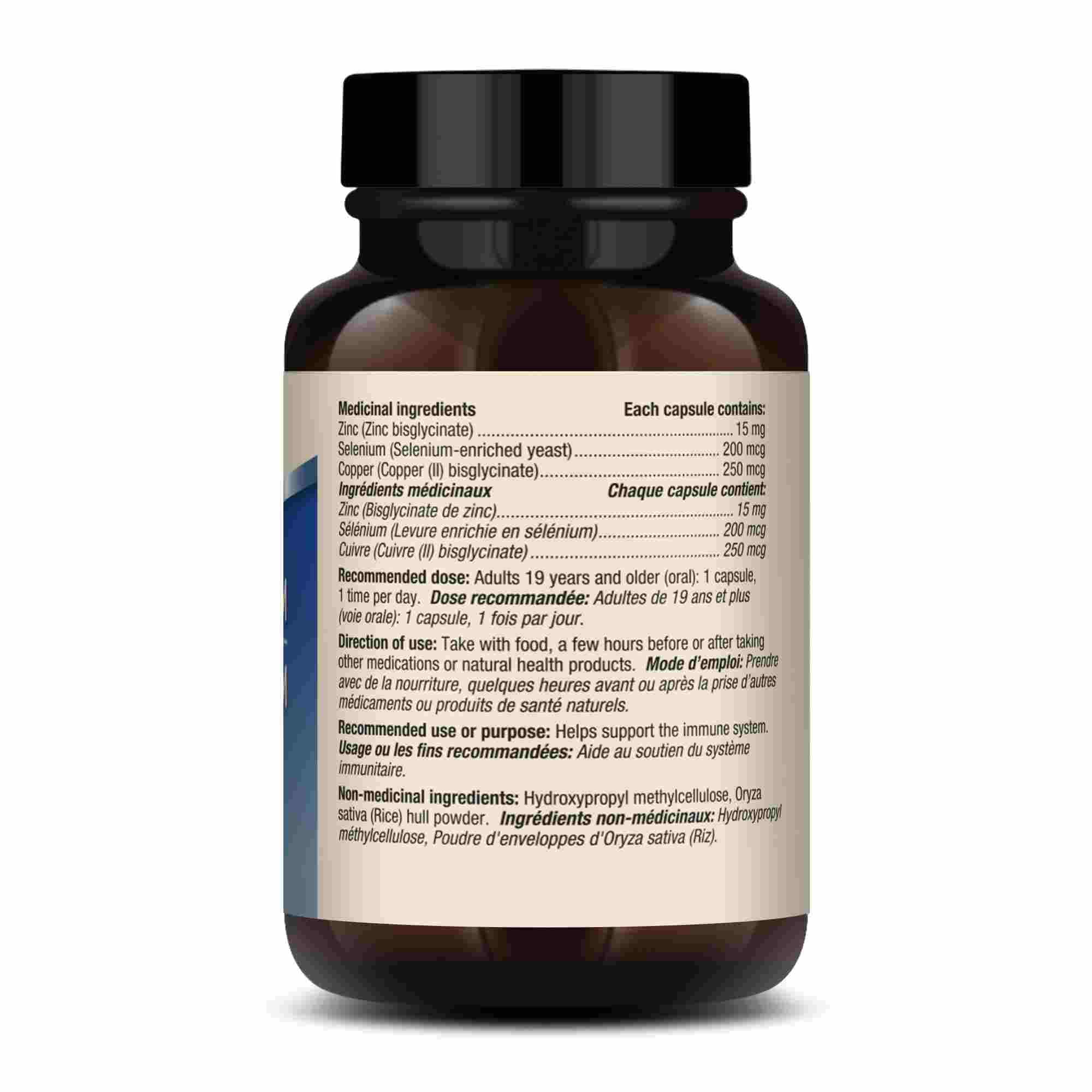 Close-up of Zinc Plus Selenium capsules highlighting the mineral blend.