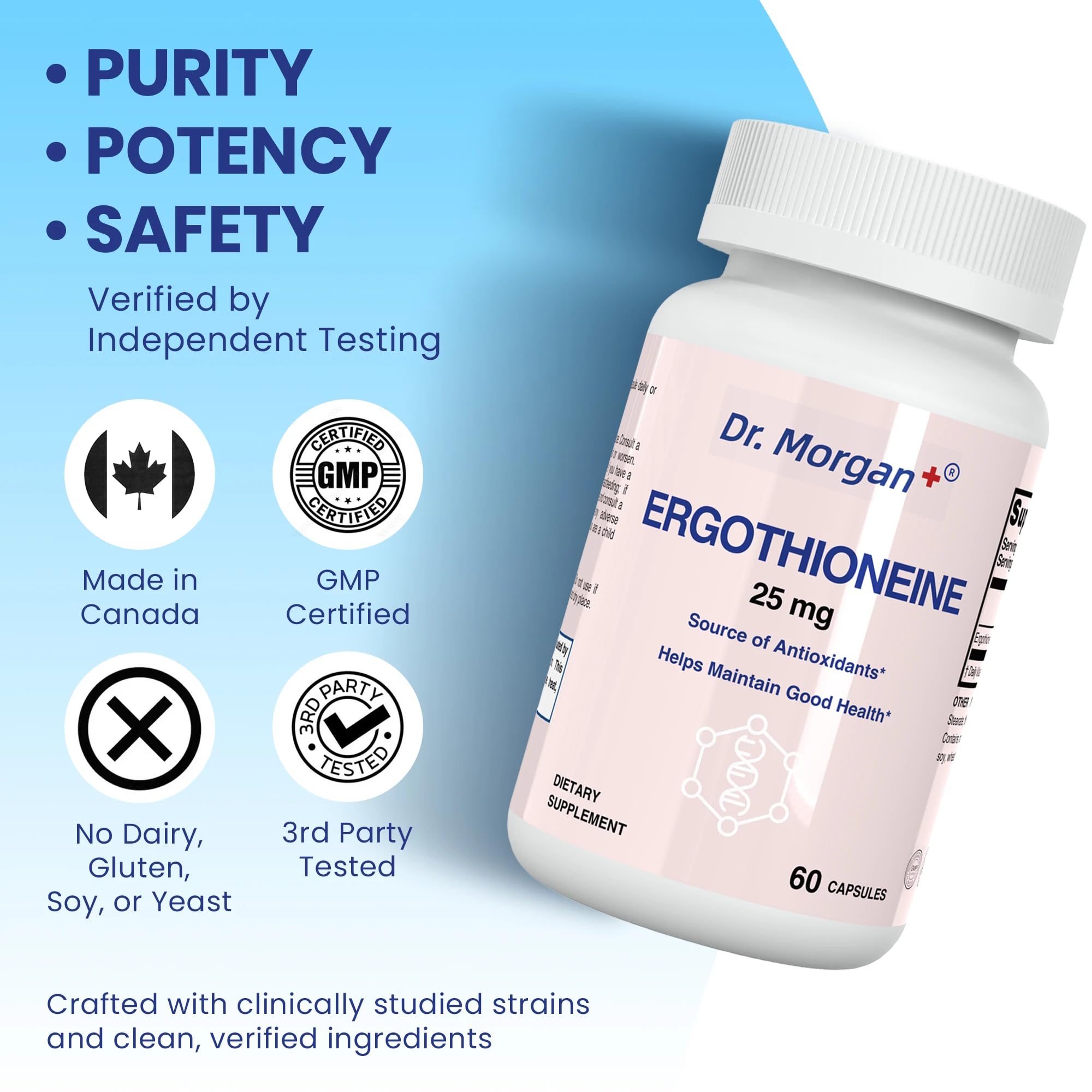 DR.MORGAN Ergothioneine supplement highlighting premium ingredients