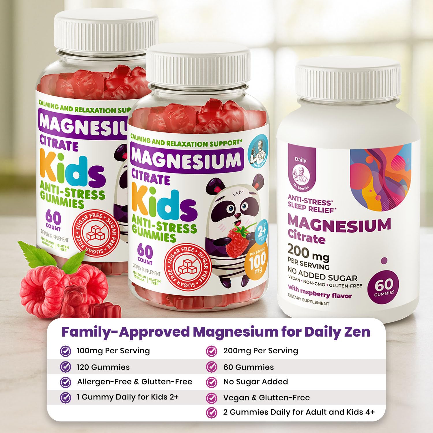 DR. MORITZ 180-count pack3 raspberry label for convenient family use