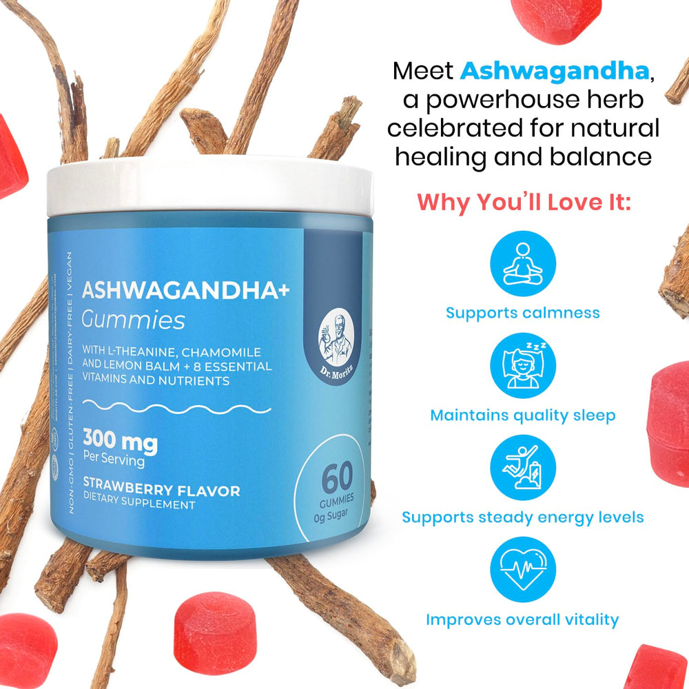 DR. MORITZ Ashwagandha Gummies bottle pack supports daily wellness.