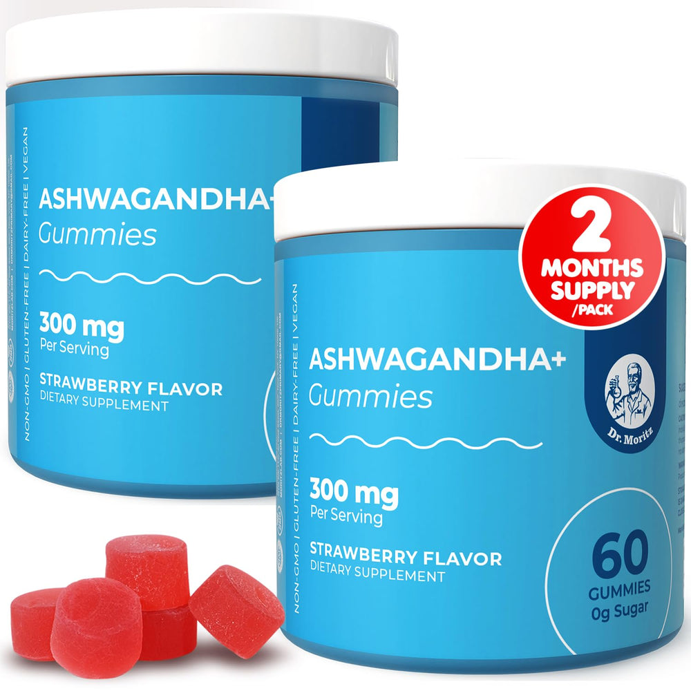 DR. MORITZ Ashwagandha Gummies strawberry flavor for calm moments and daily wellness.
