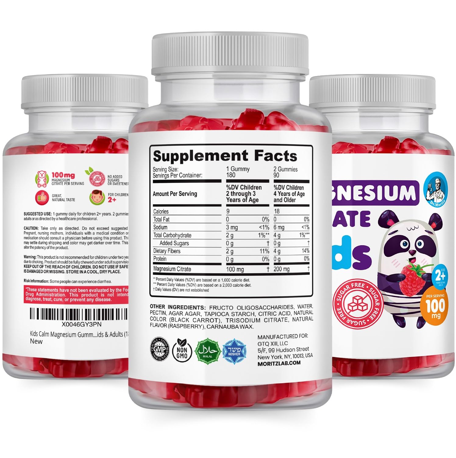 DR. MORITZ ingredients label highlighting non-GMO and gluten-free