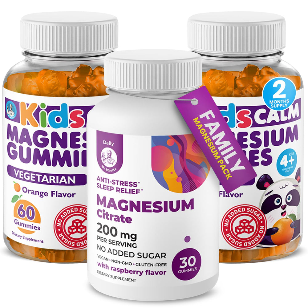 DR. MORITZ Kids Magnesium Gummies orange bottle ready for daily calming support.