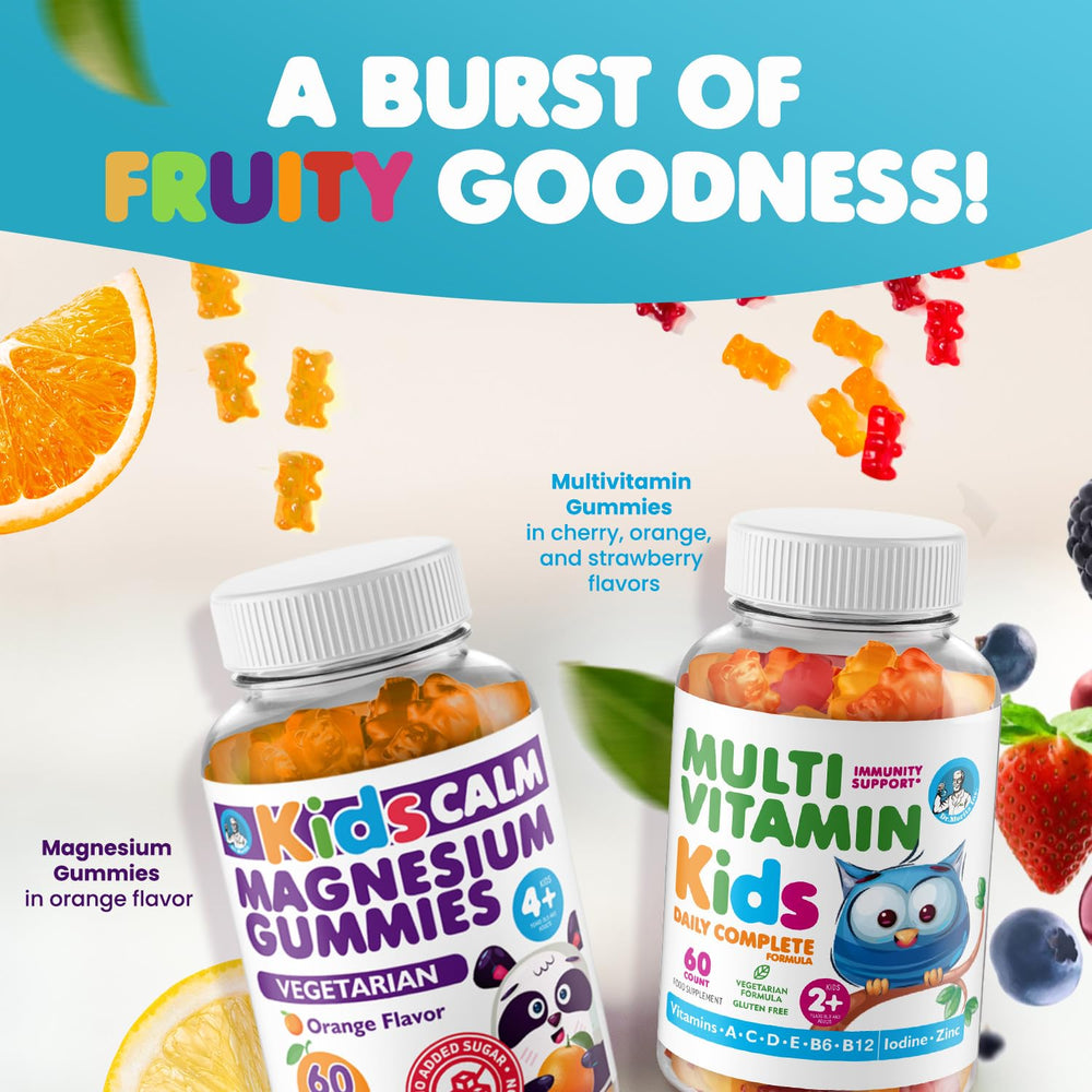 DR. MORITZ Kids Multivitamin Gummies strawberry flavor close-up on bottle.