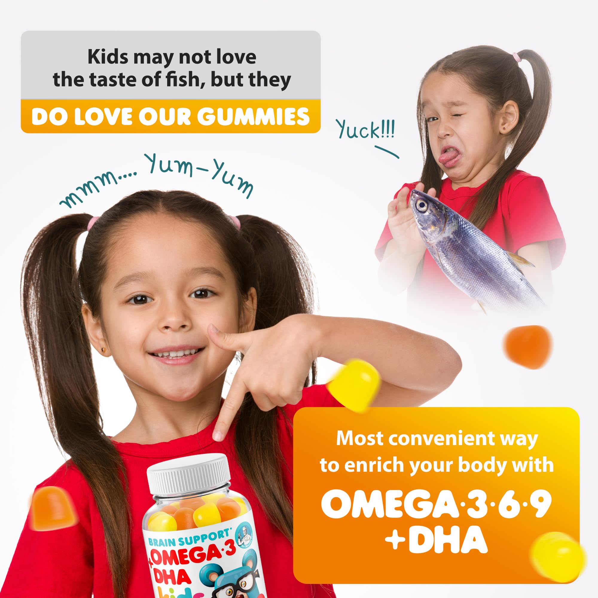 DR. MORITZ kids orange lemon omega-3 gummies for daily use