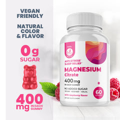 DR. MORITZ Magnesium Citrate Gummies closeup reveals raspberry flavor.
