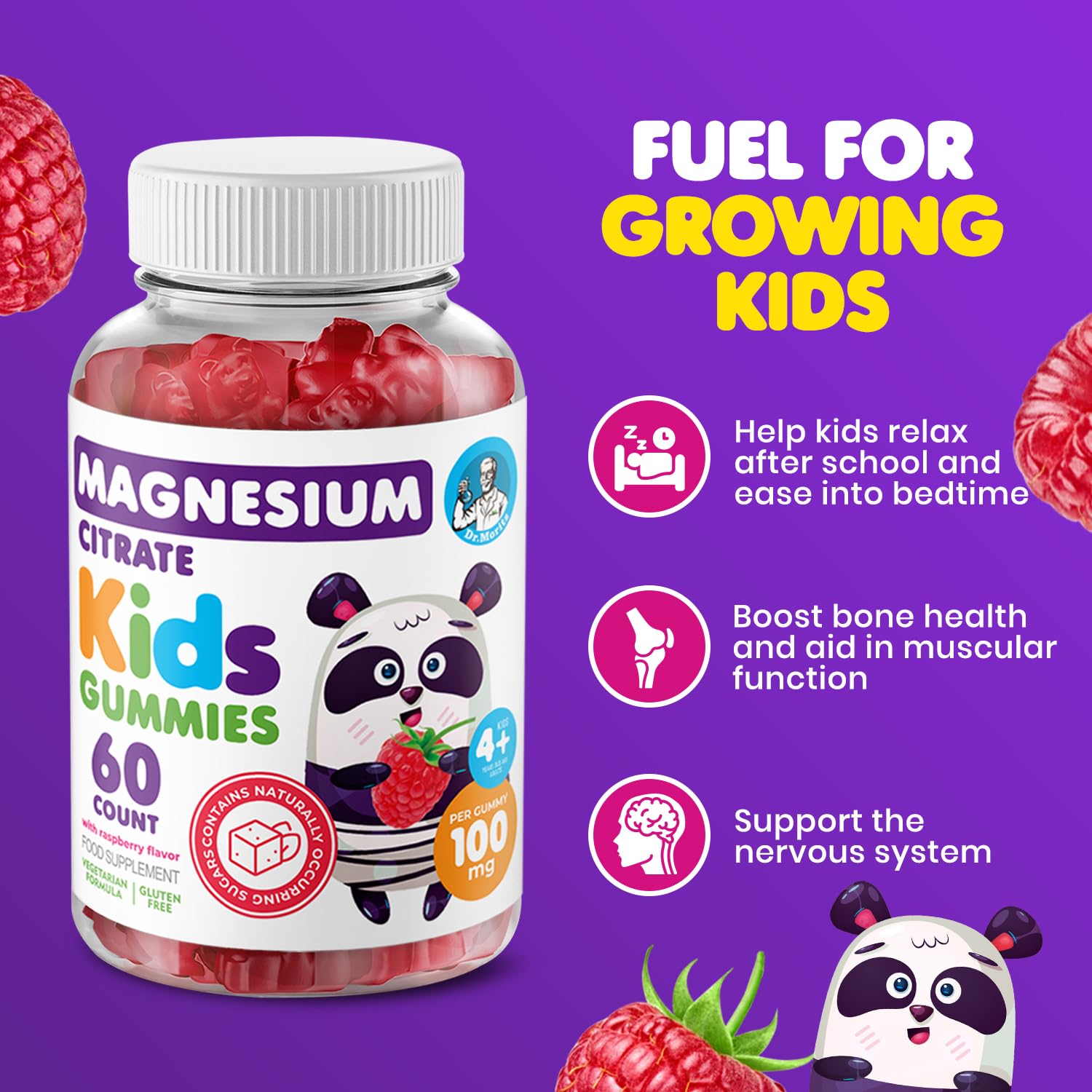 DR. MORITZ kids gummies 60-count bottle for calm and focus.