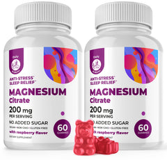 DR. MORITZ Magnesium Gummies raspberry bottle close-up highlighting sugar-free calm support.