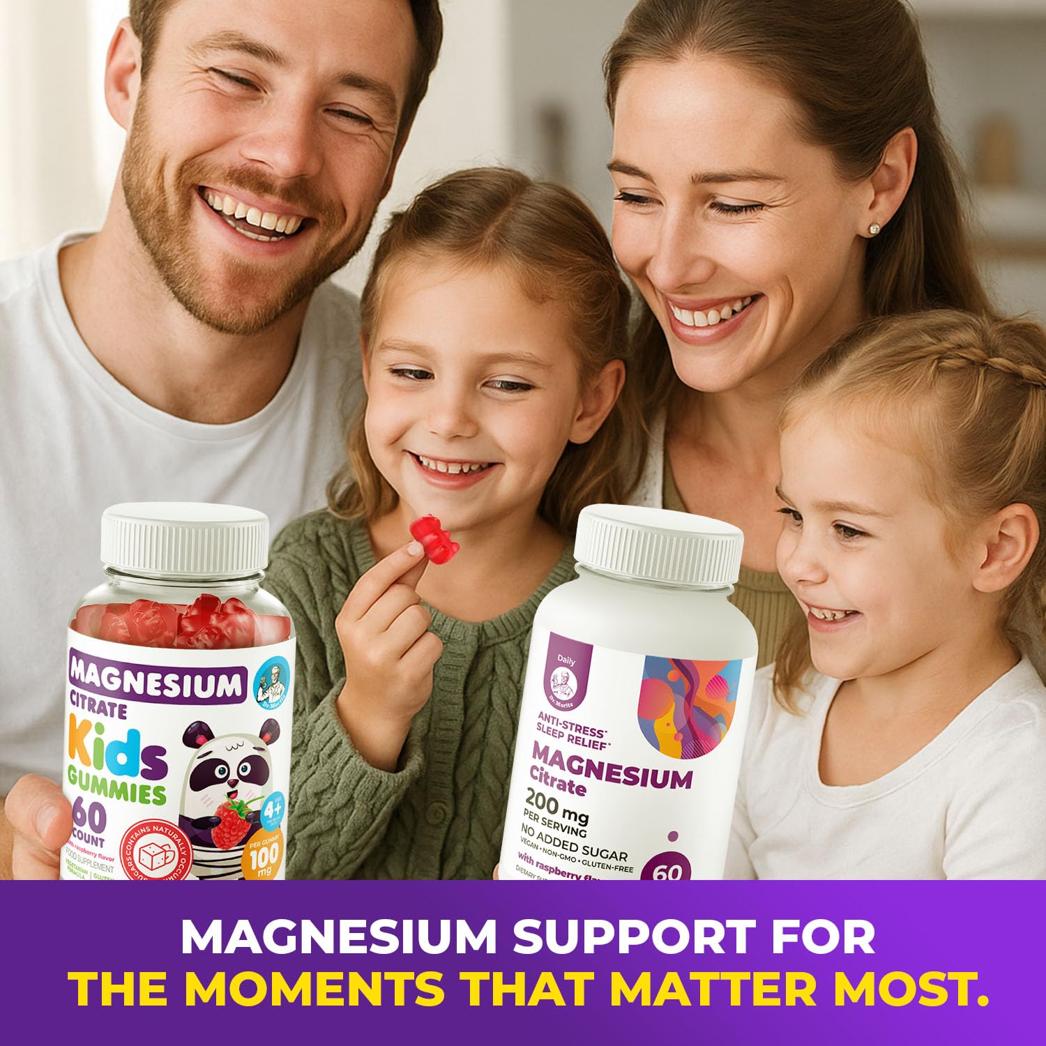 DR. MORITZ sugar-free raspberry gummy label and benefits