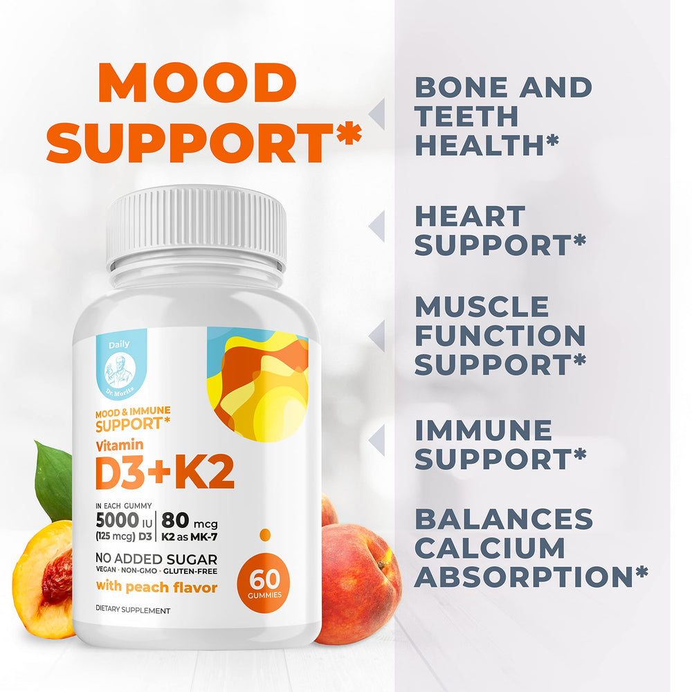 DR. MORITZ Vitamin D3 K2 gummies vegan formula with MK-7 for bone health