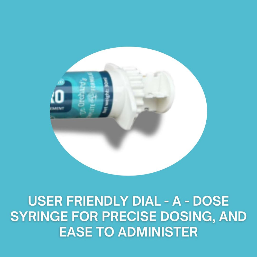 Dr. Orchard's liquid calcium closeup emphasizes easy administration during critical phases