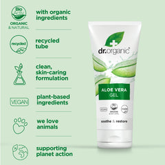 Dr Organic Aloe Vera Gel 200ml cooling after sun exposure for comfort