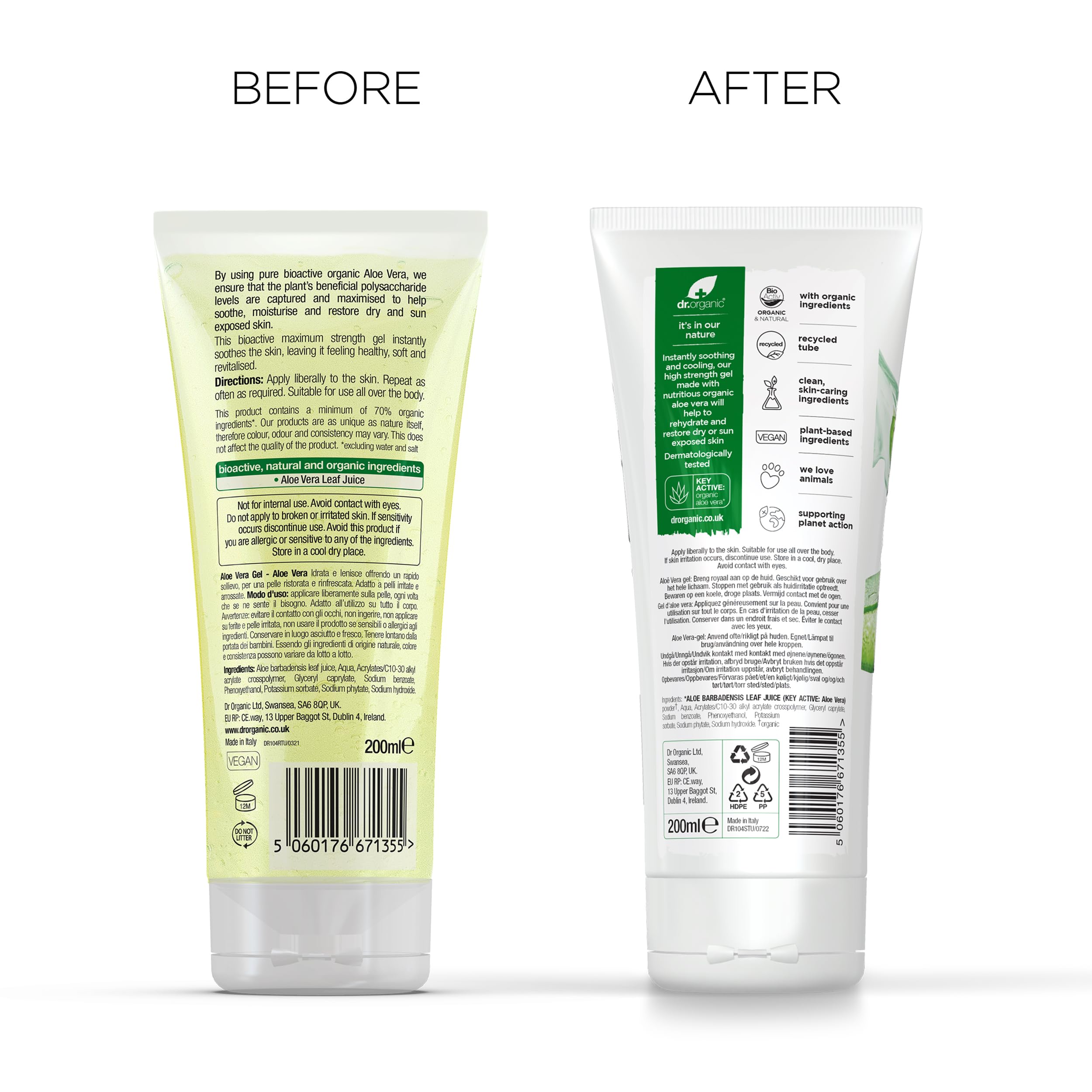 Dr Organic Aloe Vera Gel 200ml eco friendly packaging supports sustainability